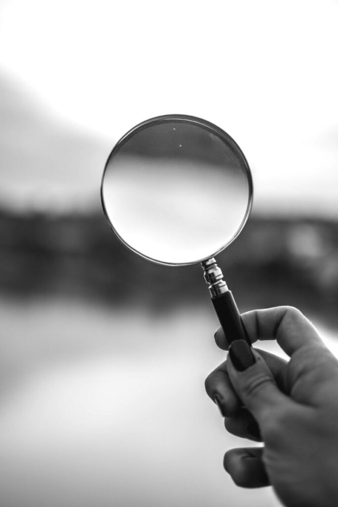 The Culture of More hand holding a magnifying glass up to a landscape 1